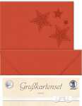 Ursus DOPPELKARTE GELASERT+ KUVERT,STERNE,RUBINROT
