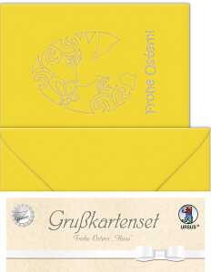 Ursus DOPPELKARTE GELASERT+ KUVERT,HASE,SONNENGELB