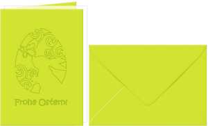 Ursus DOPPELKARTE GELASERT+ KUVERT,HASE,HELLGRÜN