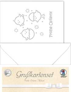 Ursus DOPPELKARTE GELASERT+ KUVERT,KÜKEN,WEISS
