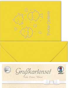 Ursus DOPPELKARTE GELASERT+ KUVERT,KÜKEN,SONNENGELB