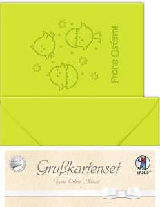 Ursus DOPPELKARTE GELASERT+ KUVERT,KÜKEN,HELLGRÜN