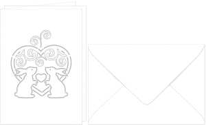 Ursus DOPPELKARTE GELASERT+ KUVERT,HASENPAAR,WEISS