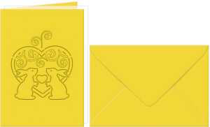 Ursus DOPPELKARTE GELASERT+ KUVERT,HASENPAAR,SONNENGELB