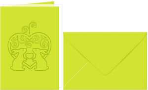 Ursus DOPPELKARTE GELASERT+ KUVERT,HASENPAAR,HELLGRÜN