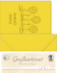 Ursus DOPPELKARTE GELASERT+ KUVERT,OSTEREIER,SONNENGELB