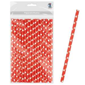 Ursus PAPIERSTROHHALME M HERZEN ROT