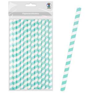 Ursus PAPIERSTROHHALME L STREIFEN HELLBLAU