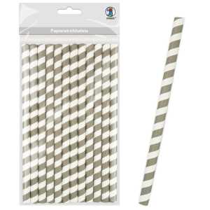 Ursus PAPIERSTROHHALME L STREIFEN GRAU