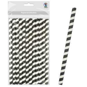 Ursus PAPIERSTROHHALME L STREIFEN SCHWARZ