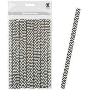 Ursus PAPIERSTROHHALME L CHEVRON SCHWARZ