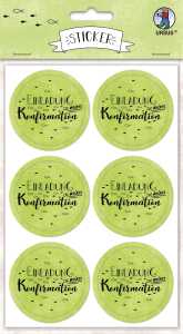 Ursus STICKER "EINLADUNG ZU M. KONFIRMATION" APFELGRÜN