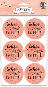 Ursus STICKER "SCHÖN, DASS DU DA BIST" KORALLE