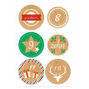 Ursus STICKER "ADVENTSZAHLEN"24ST SORTIERT