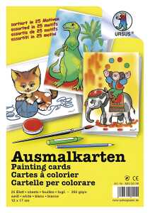 Ursus AUSMALKARTEN 12x17CM,25ST.SORTIERT