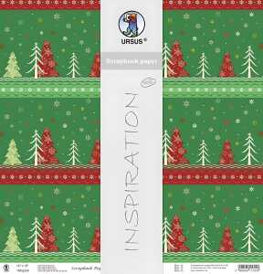 Ursus SCRAPB.PAPER WINTERZ.ROT/GRÜN 12"x12",5BL. 4008525097792