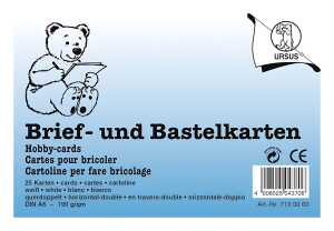 Ursus BRIEFKARTEN DIN A6,QUERDOPPELT,25ST.WEISS