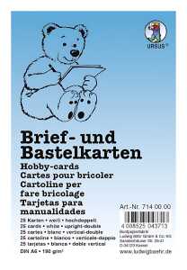 Ursus BRIEFKARTEN DIN A6,HOCHDOPPELT,25ST.WEISS
