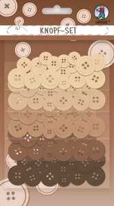 Ursus KNOPF-SET 80 KST-KNÖPFE, 5 FA., 4 GR. SORT.BRAUN