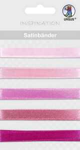 Ursus SATIN-BÄNDER 90CM,5BÄNDER ROSA SORTIERT