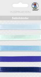 Ursus SATIN-BÄNDER 90CM,5BÄNDER BLAU SORTIERT