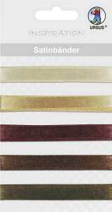 Ursus SATIN-BÄNDER 90CM,5BÄNDER BRAUN SORTIERT
