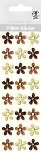 Ursus GLITTER STICKER "BLÜTEN",24ST.BRAUN