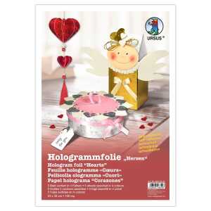 Ursus HOLOGRAMMFOLIE"HERZEN"100MY,23x33CM,SORT