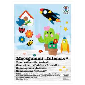 Ursus MOOSGUMMI 2MM,30x40CM,10BG.10FARBEN