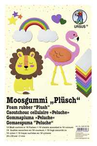 Ursus MOOSGUMMI 2MM,20x30CM,10BL.10F. SORT. "PLÜSCH"