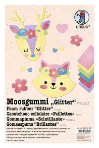 Ursus MOOSGUMMI 2MM,20x30CM,6BL.6F. "GLITTER" PASTELL