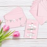 Ursus EINLADUNGSKARTEN 220G. + KUVERTS 100G. ROSA