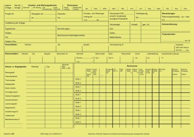 RNK Kundendienstkarte Ölfeuerungsanl. gelb DIN A4 quer