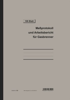 RNK Meßprotokoll/Bericht für Gasbrenner Block 100 Bl DIN A4