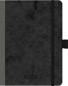 2026 Brunnen Notizbuch Premium Kladde A6 kariert Gummizug sw