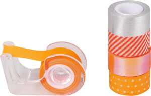 Deko Tapes Mini Neon Akzente jede Rolle 3 m x 12 mm orange/rot neon