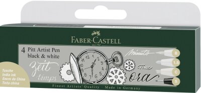 Faber Castell Tuschest. Pitt Artist Pen Black&White 4x