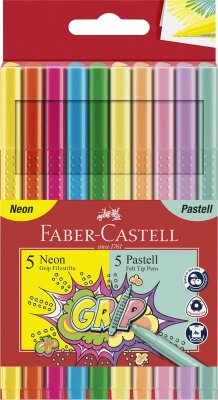 Faber Castell Grip Filzstift Neon + Pastell 10er Etui