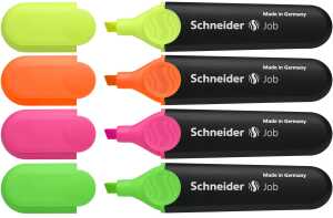 Schneider Textmarker Job 4er Etui sortiert, 3+1 Aktion