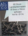 Landkartennadeln,schwarz Ø 5mm X 16 mm    SB-Dose...