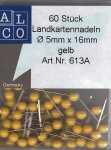 Landkartennadeln, gelb Ø 5 mm X 16 mm   SB-Dose...