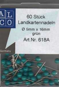 Landkartennadeln, grün 5 X 16 mm        SB-Dose à  60 Stück