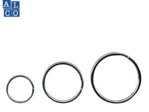 Schlüsselringe aus Metall,glanz- vernickelt, aus gehärtetem Stahl Ø 15 mm, Schachtel à 100 Stk.