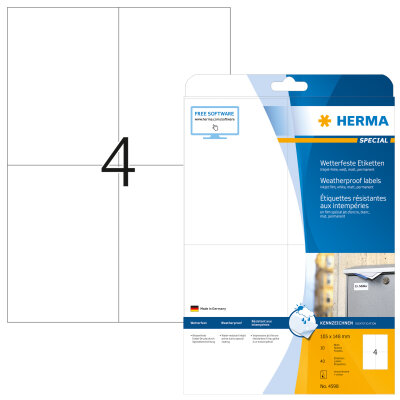 Herma Etiketten permanent haftend wetterfest 105 x 148 mm weiss 10 Bl 40 Etik. Inkjet