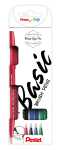 Pentel Kalligrafiestift Brush Sign Pen Set 1x SES15 sw, rt, bl, gn
