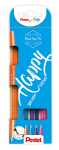 Pentel Kalligrafiestift Brush Sign Pen Set 1x SES15 or, rs, h.bl, vi