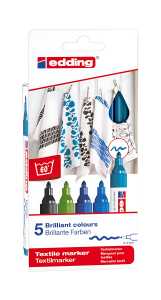 Edding Textilmarker 4500 2-3 mm 5er-Set cool colours