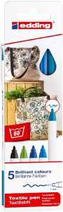 Edding Textilstift 4600 1 mm 5er-Set cool colours