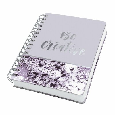 SIGEL JN607 Spiral-Notizbuch Jolie - Violet Marble - punktkariert (Dot-Lineatur) - 120 g/m² - ca. A5 - violett/weiß - Hardcover - 240 Seiten - FSC-zertifiziert