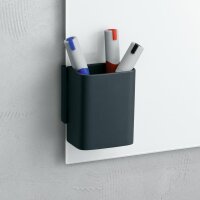 SIGEL GL801 Stifteköcher Artverum S - anthrazit - 7,50 x 9,40 x 5,10 cm - Kunststoff, Neodym - magnetischer Clip zur Anbringung - für Glas-Magnetboards